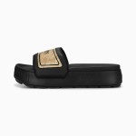 4s Puma 390957-01 Karmen Space Metallics Swimming Slides Women - Black/Gold 